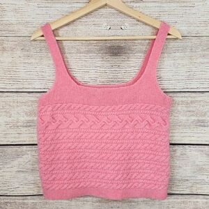 J Crew Wool Alpaca Blend Cable Knit Tank Top Large Pink